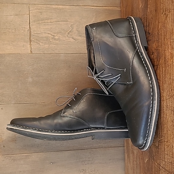 EUC Steve Madden Harken 017 Men\'s sz 13 Black Leather Chukka Boots main image 7